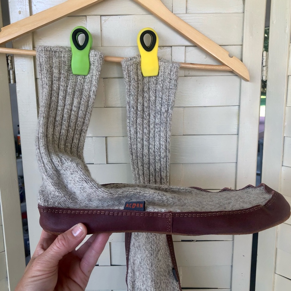 Acorn Original Slipper Sock Gray Ragg Wool Size Men 9-10/Women 11-12